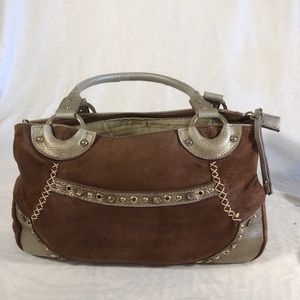 Lucidity Suede & leather brown handbag